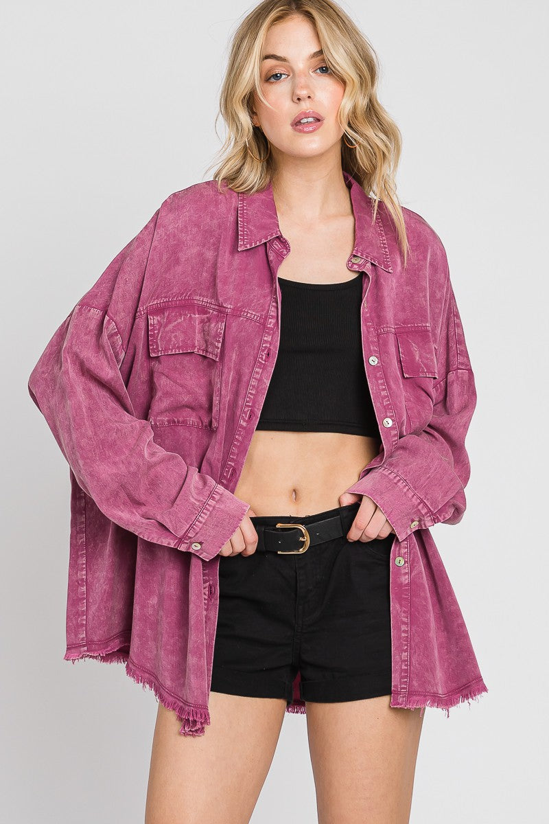 Dusk to Dawn Mulberry Button Up