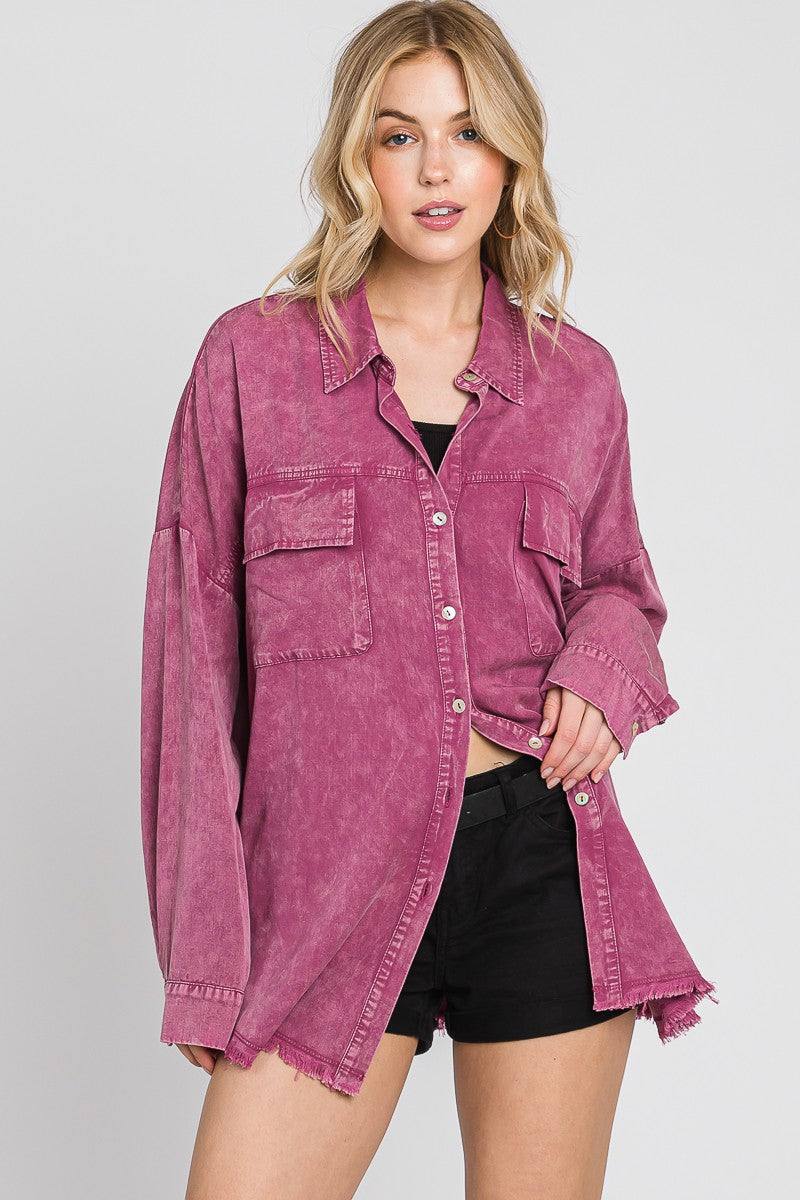 Dusk to Dawn Mulberry Button Up