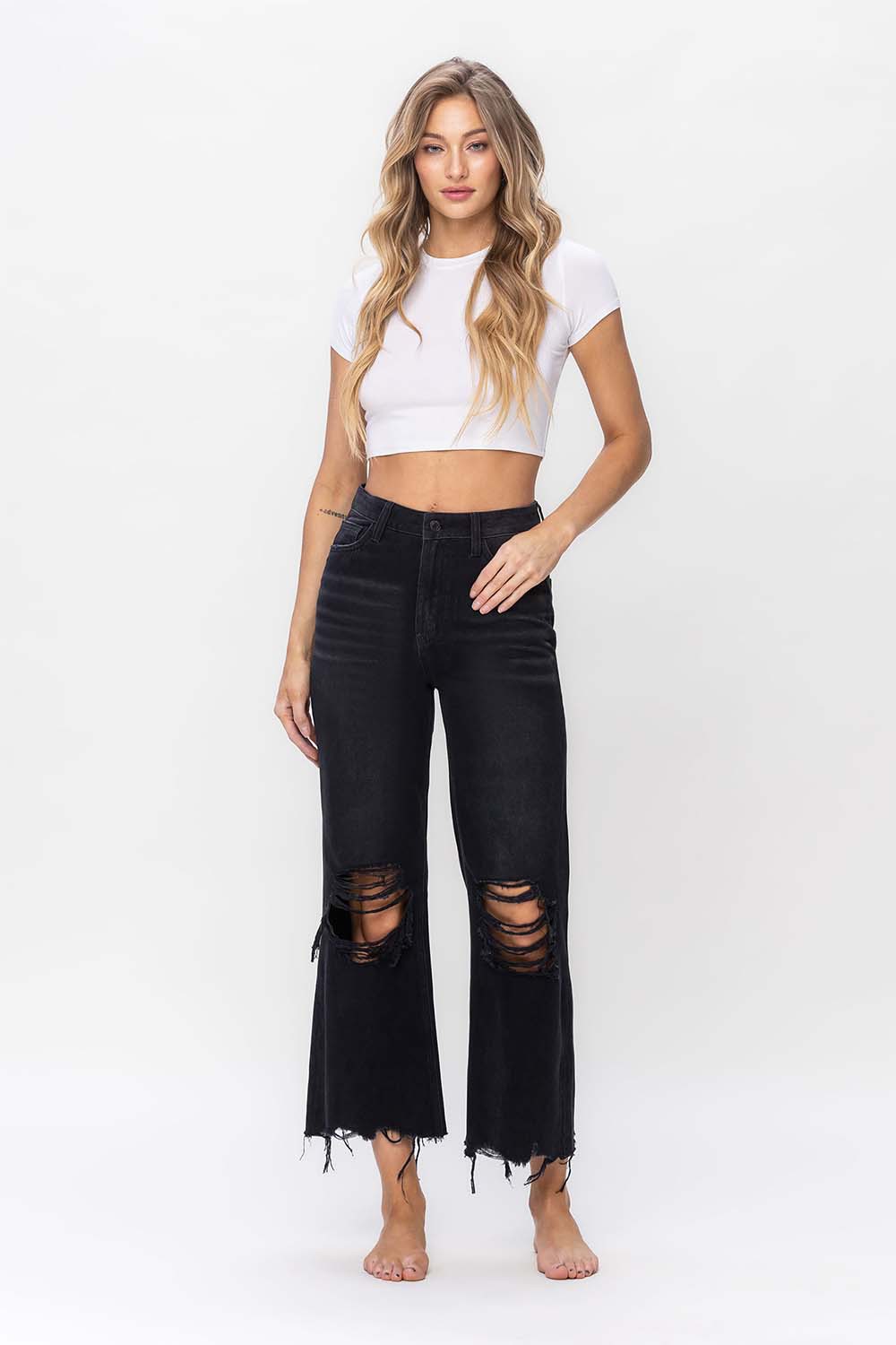 The Leslie High Waist Vintage Flare Jean - Black