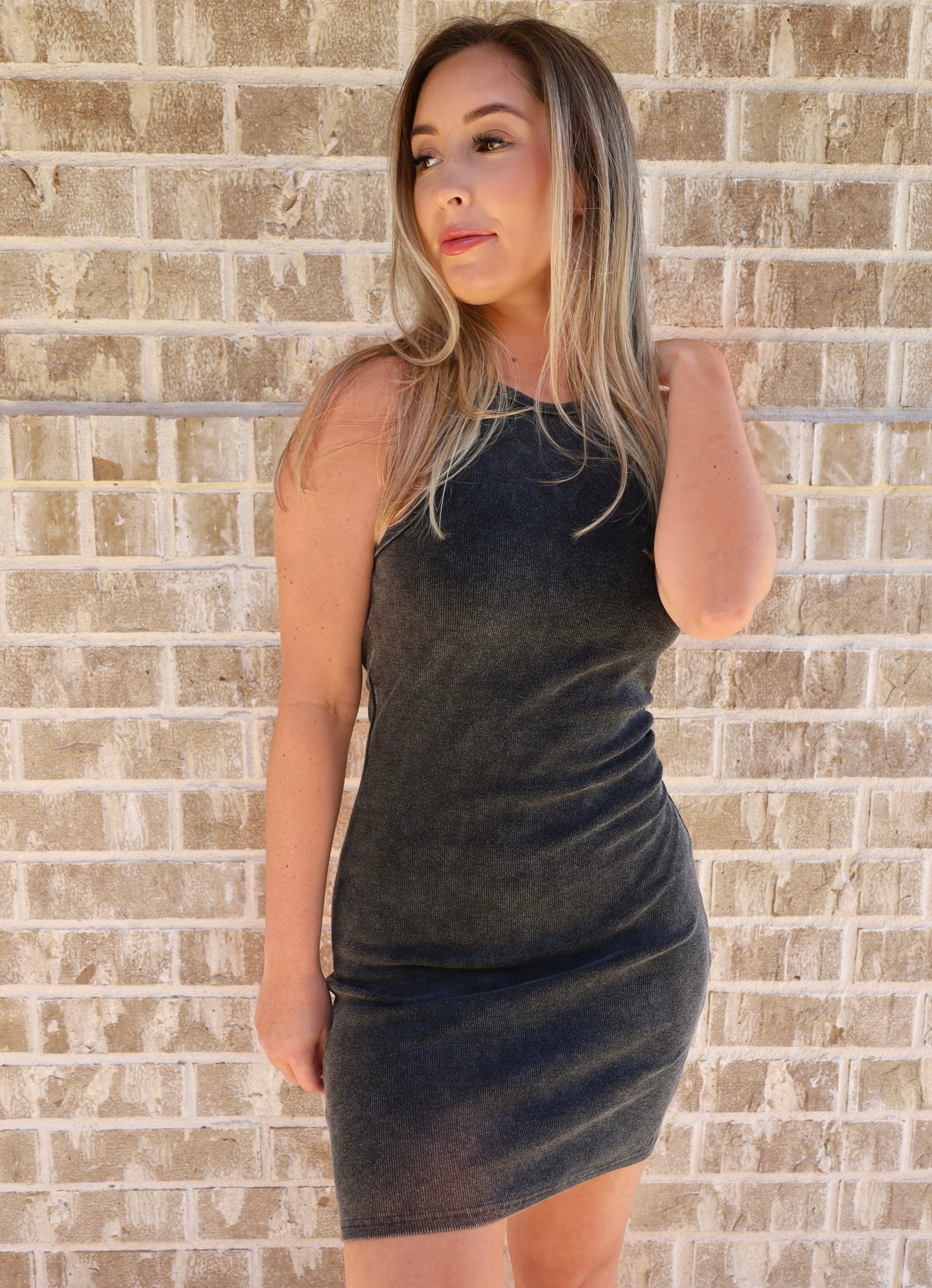 Wandering Chic Ribbed Dress