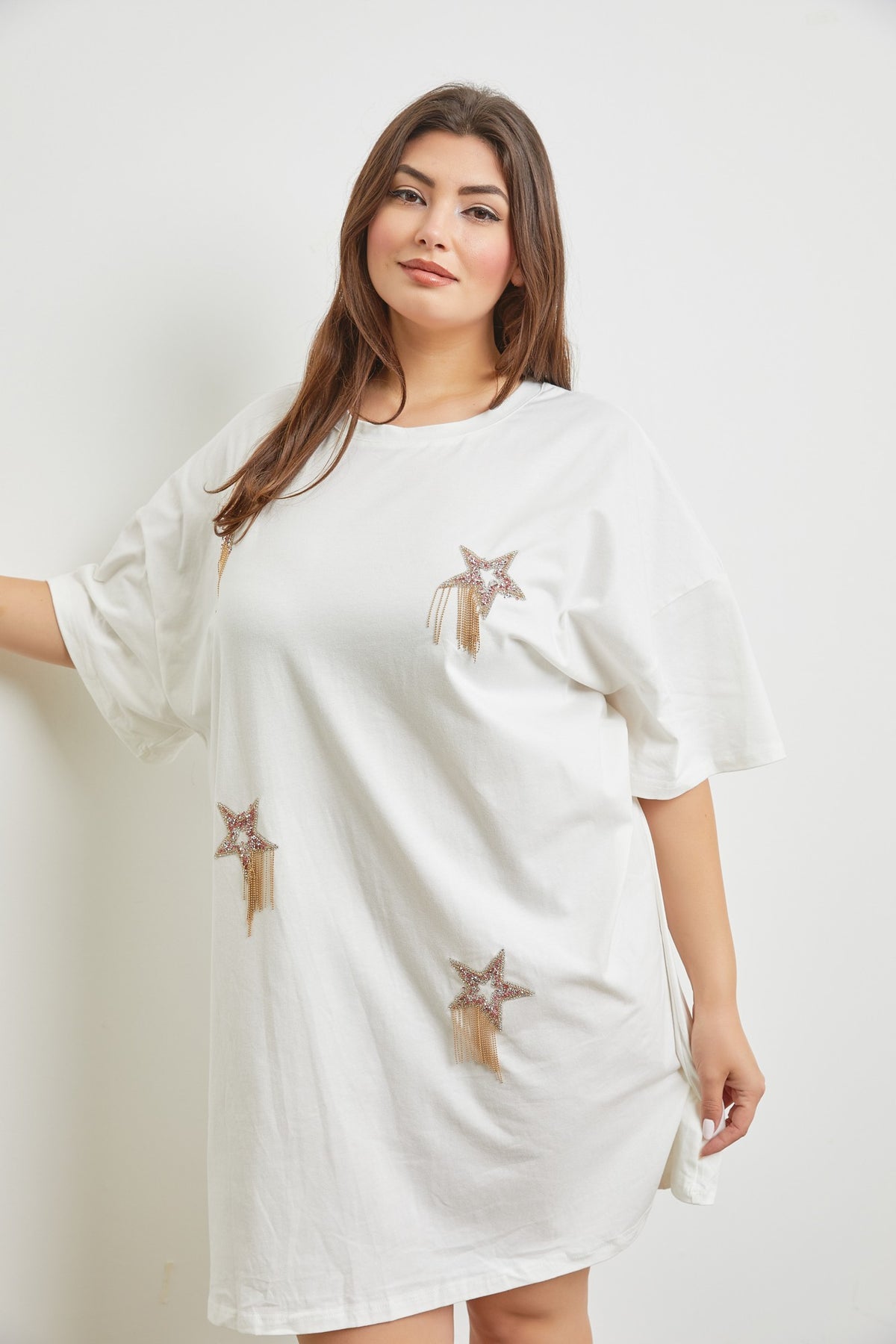 Gold Star T-Shirt Dress Curves 1x Gold Star T-Shirt Dress Curves 1x