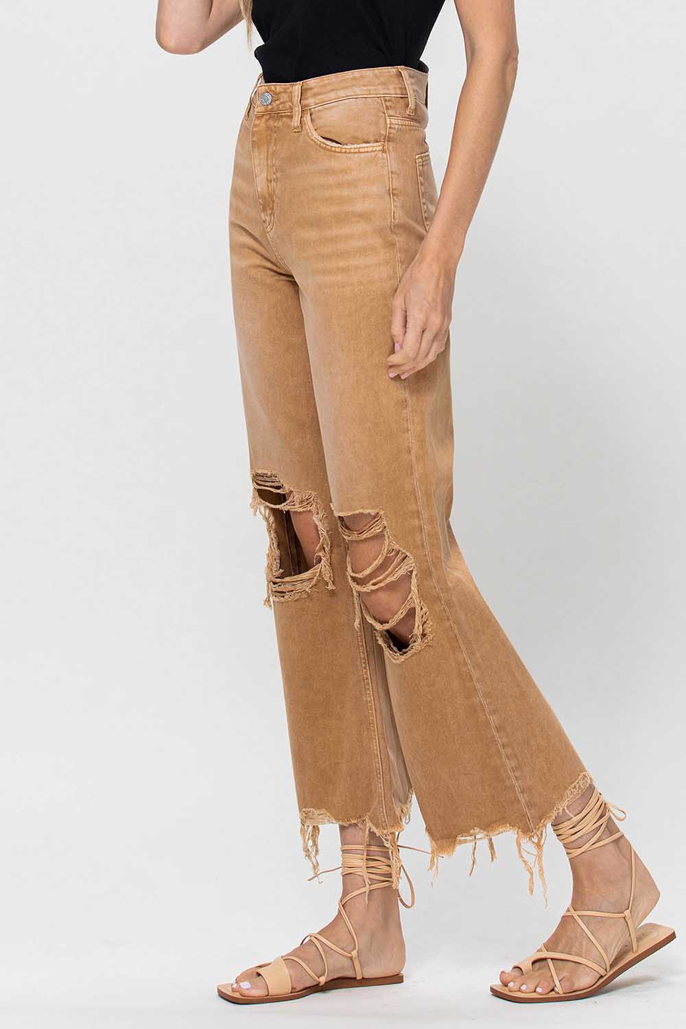 The Leslie High Waist Vintage Flare Jeans - Khaki