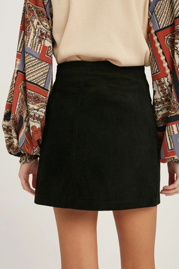 Leave Her Wild Corduroy Mini Skirt in Black